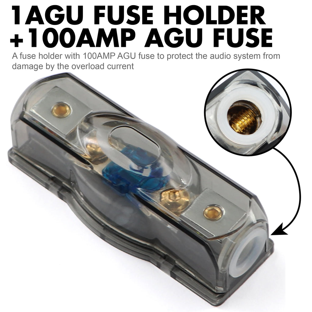 0 Gauge Amp Wiring Kit 3000W with 100A Fuse & RCA Cable H97898