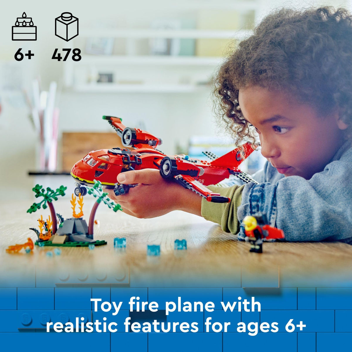 Fire Rescue Plane Toy with 3 Minifigures J88773