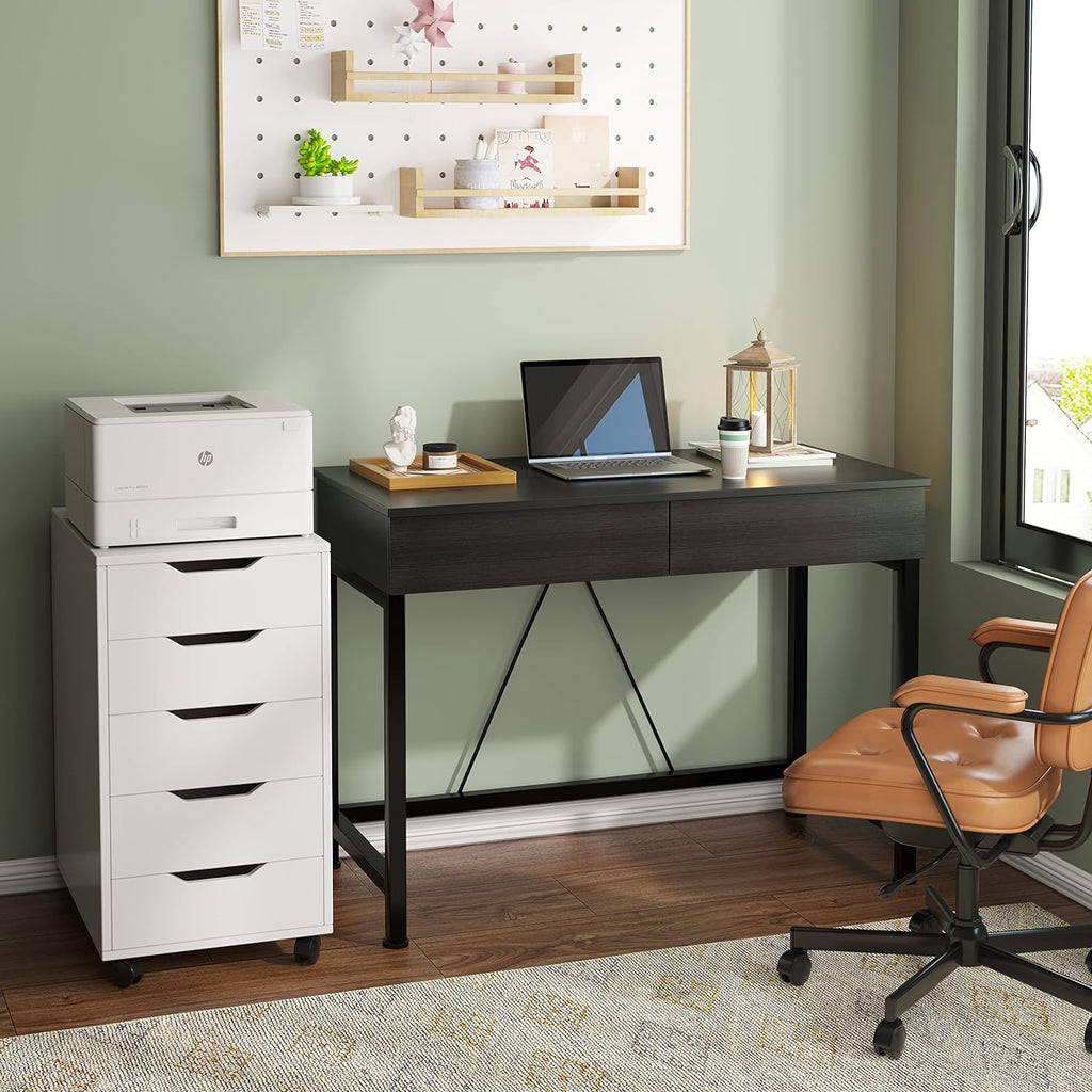 Black Wooden Computer Desk with Drawers G688809