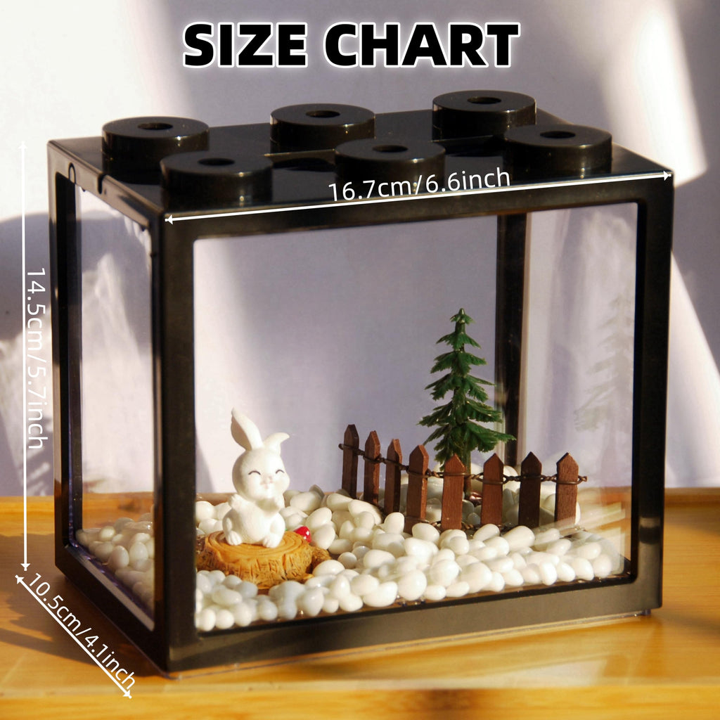 0.6 Gallon Acrylic Stackable Mini Aquarium Tank with Gravel O60715