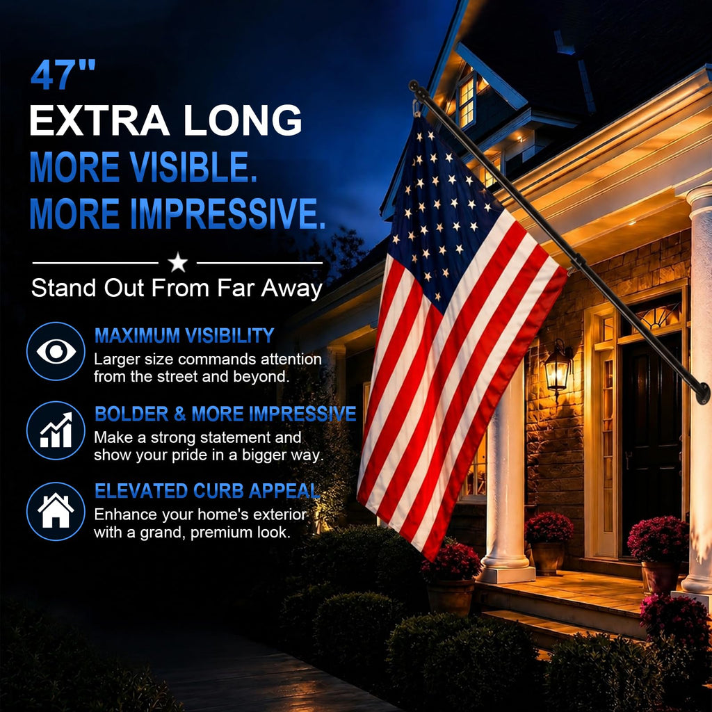 47" Stainless Steel Flag Pole Kit with Wall Mount Bracket T69838