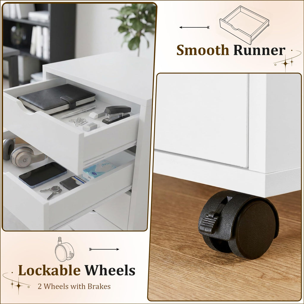 White 5 Drawer Rolling Storage Cabinet C607