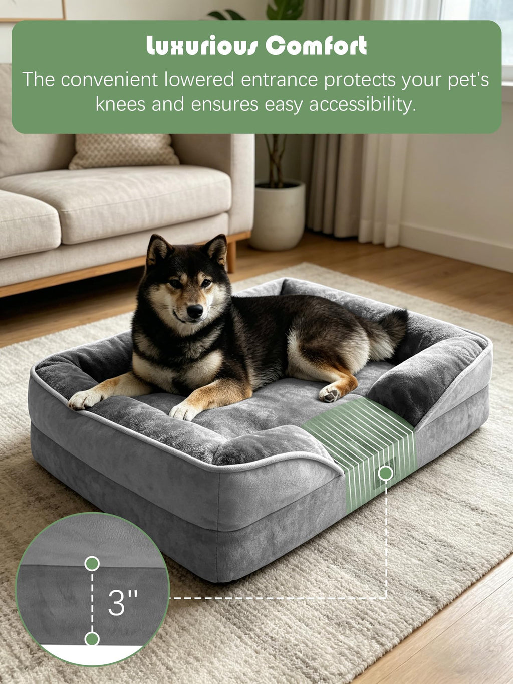 Orthopedic Dog Bed with Sides Grey L765553