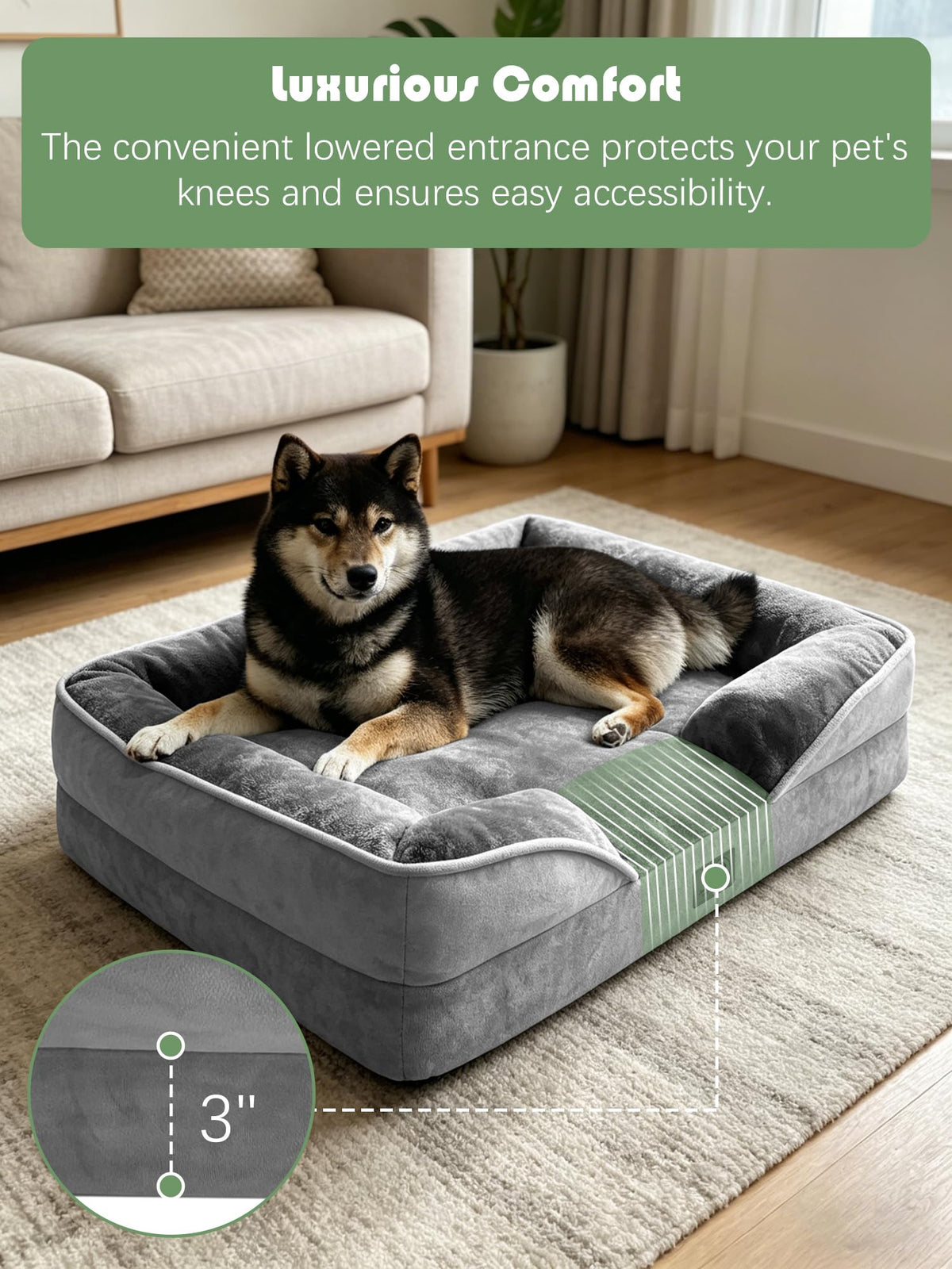Orthopedic Dog Bed with Sides Grey L765553