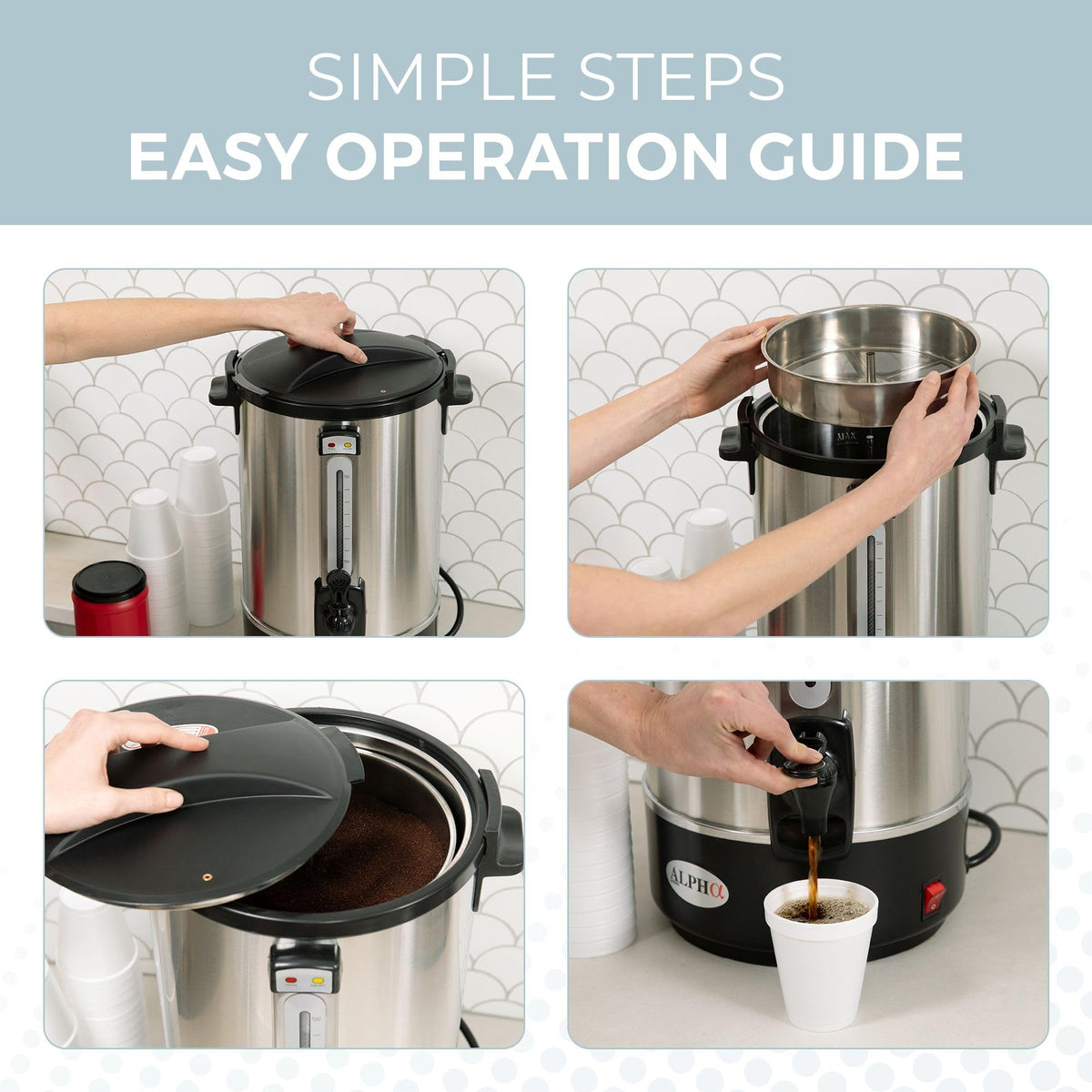 100 Cups Stainless Steel Electric Coffee Urn Q148066