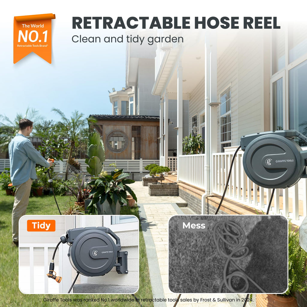 Retractable Garden Hose Reel 1/2" 130FT Wall Mount S62123