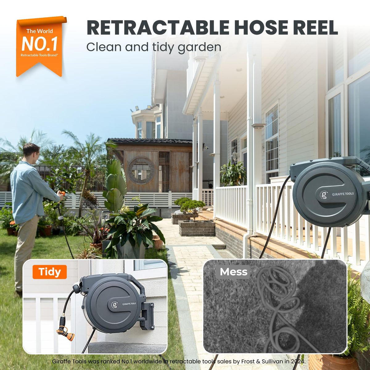 Retractable Garden Hose Reel 1/2" 130FT Wall Mount S62123