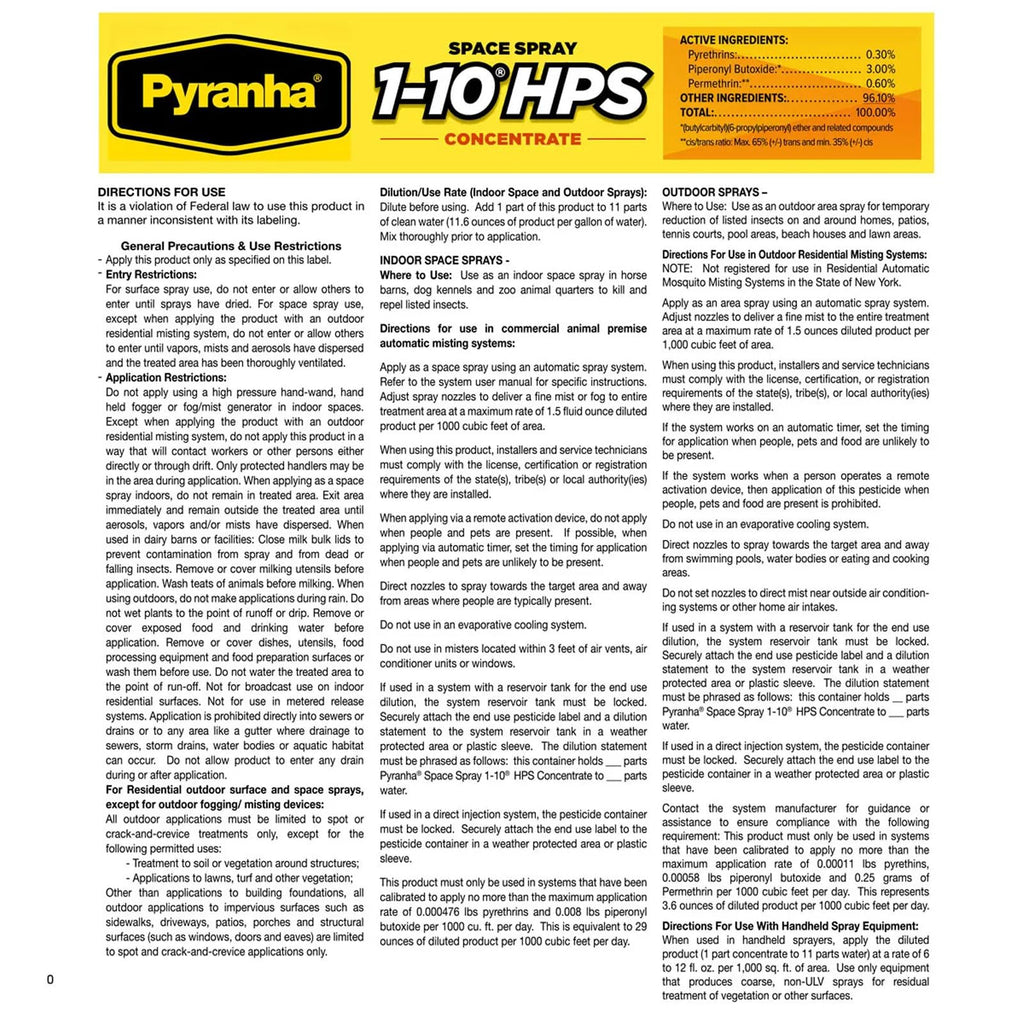 1-10 HPS Concentrate Refill 2.5 Gallon Automatic Spray Systems Fly Control S10284