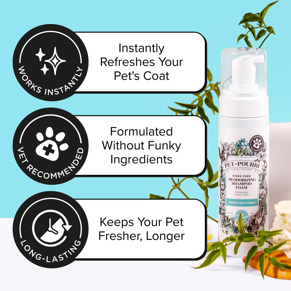 Rinse-Free Deodorizing Dry Shampoo for Dogs & Cats, 6 Fl Oz E115958