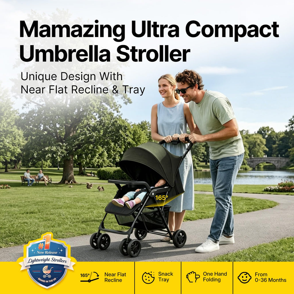 Lightweight Umbrella Travel Stroller with Near-Flat Recline Seat K7343