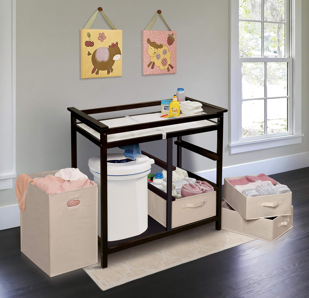 Baby Changing Table with Laundry Hamper and 3 Storage Drawers R392693