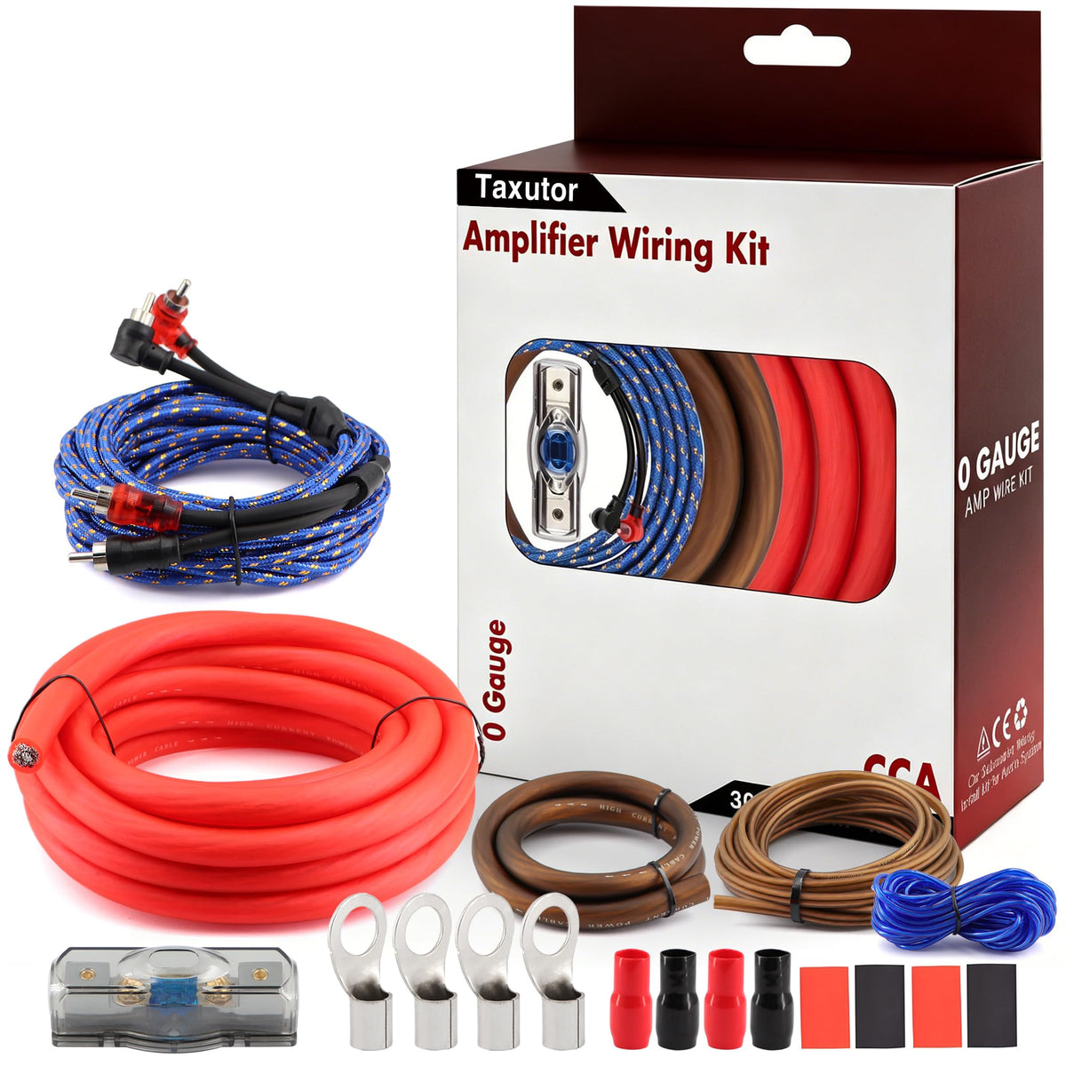 0 Gauge Amp Wiring Kit 3000W with 100A Fuse & RCA Cable H97898
