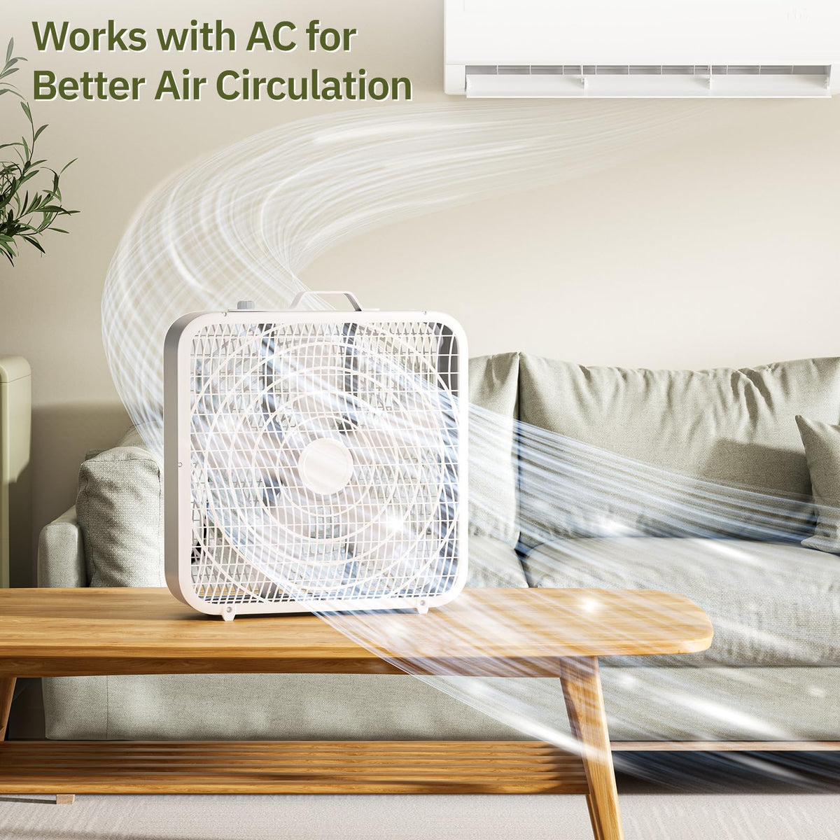 20” Box Floor Fan, 3-Speed White K9325