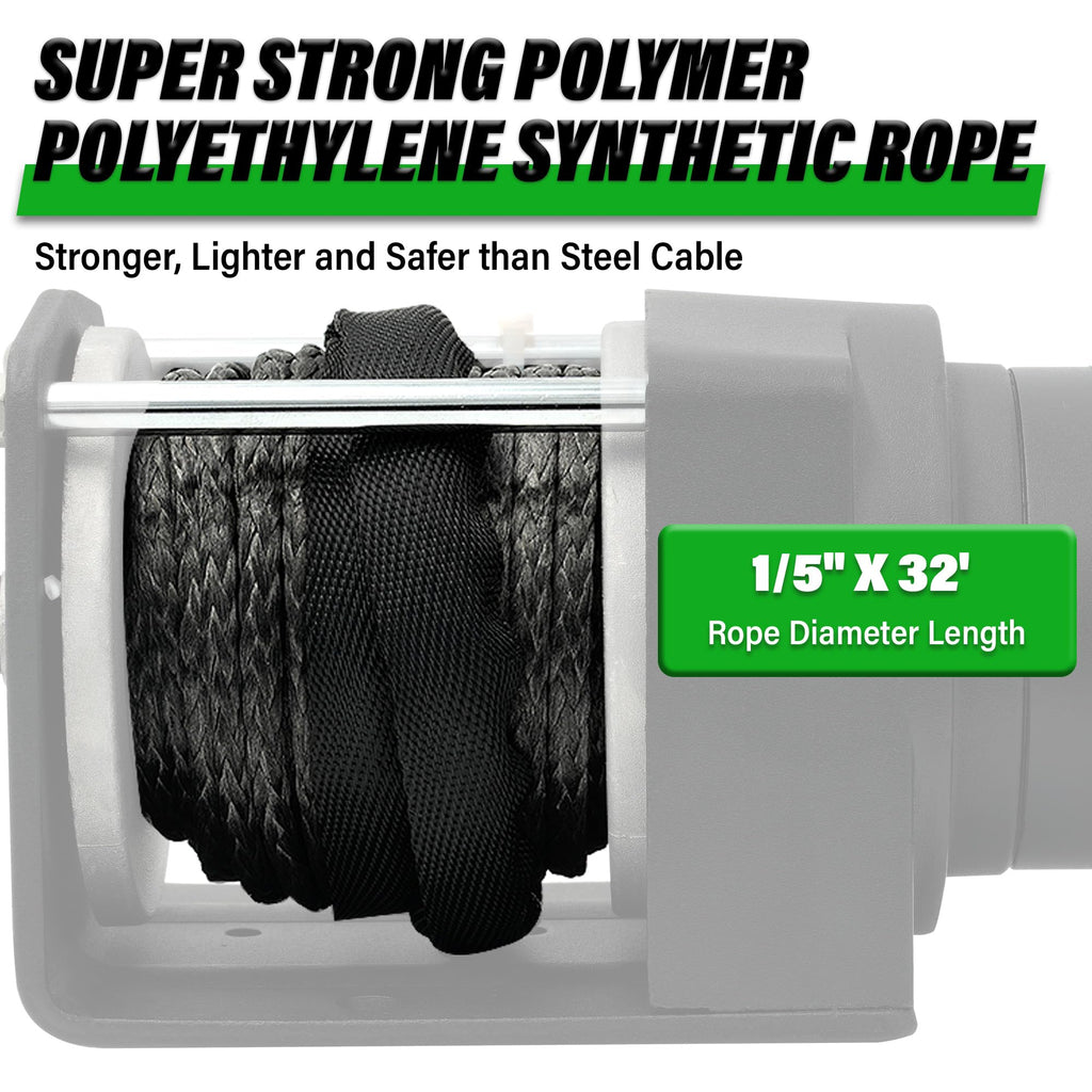 3000 lb 12V DC Electric Winch with Synthetic Rope F5086