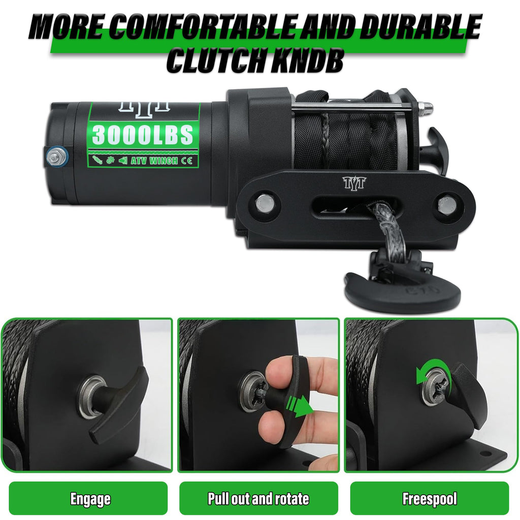 3000 lb 12V DC Electric Winch with Synthetic Rope F5086