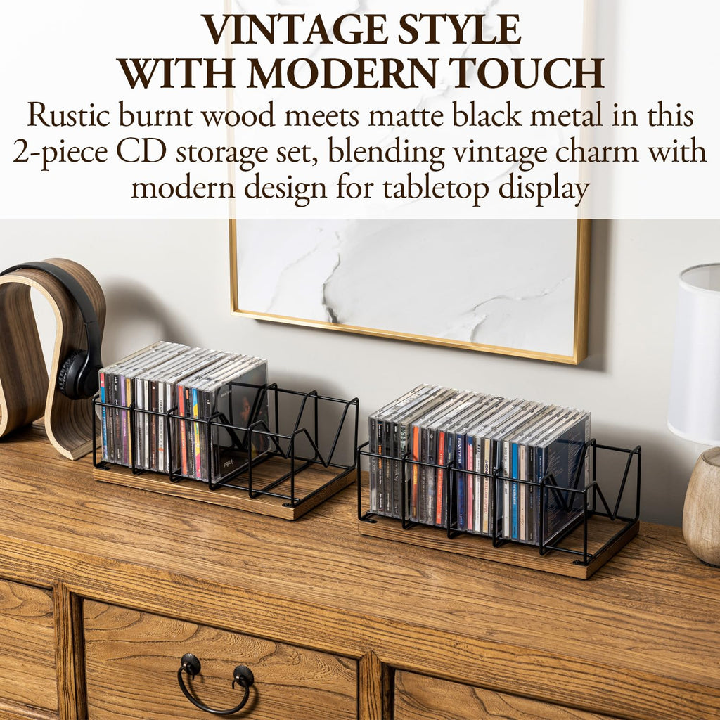 2 Pcs CD Rack Holder, DVD Tower, Tabletop Disc Case Organizer Storage M183