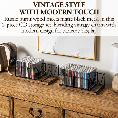 2 Pcs CD Rack Holder, DVD Tower, Tabletop Disc Case Organizer Storage M183