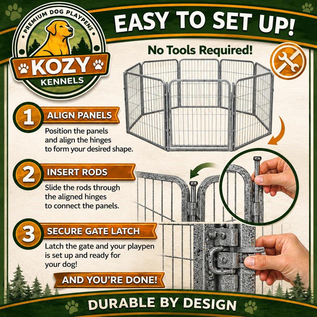 24 inch 8 Panel Portable Grey Metal Pet Playpen K732