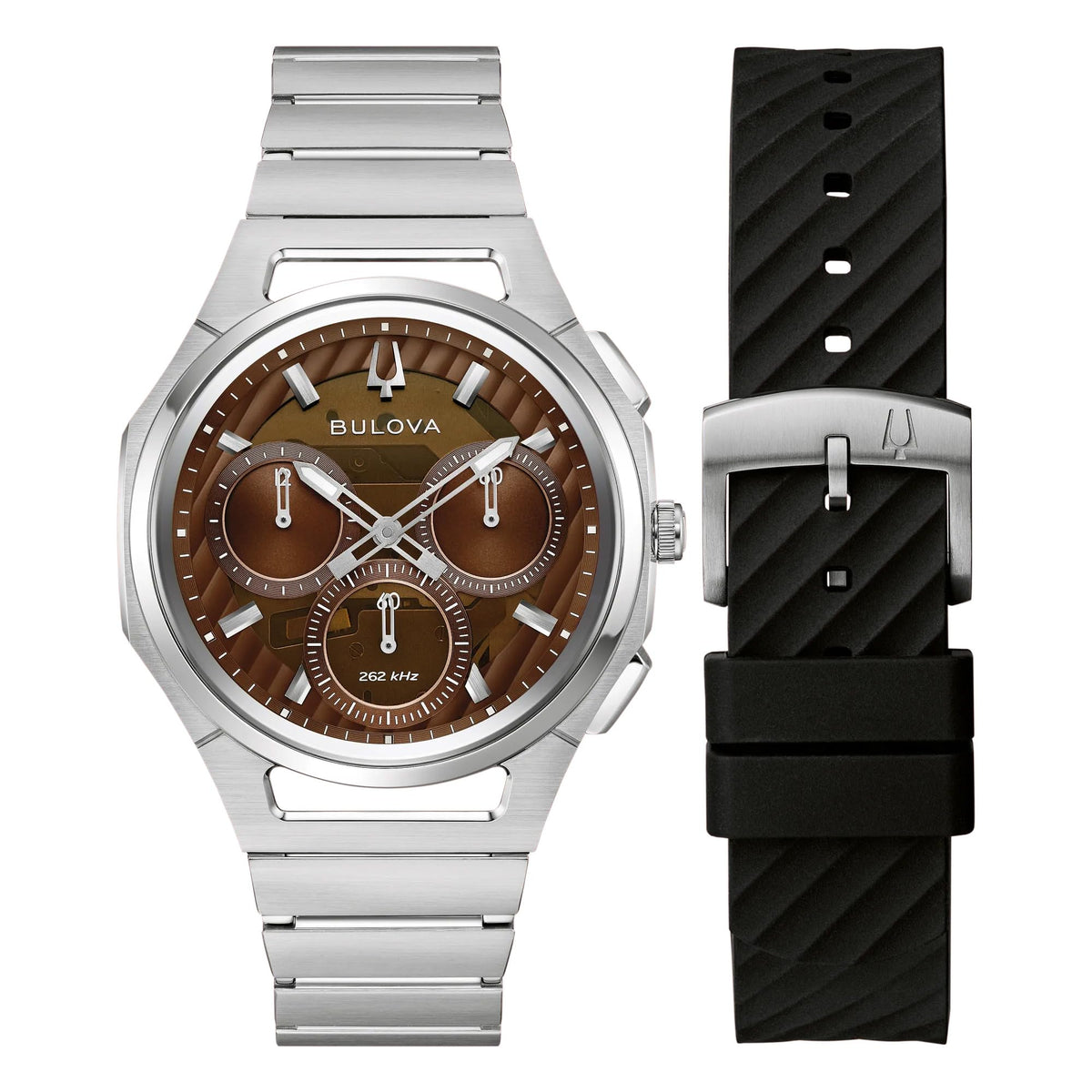 Brown Dial Stainless Steel Chronograph Watch Set 41.5mm D28764