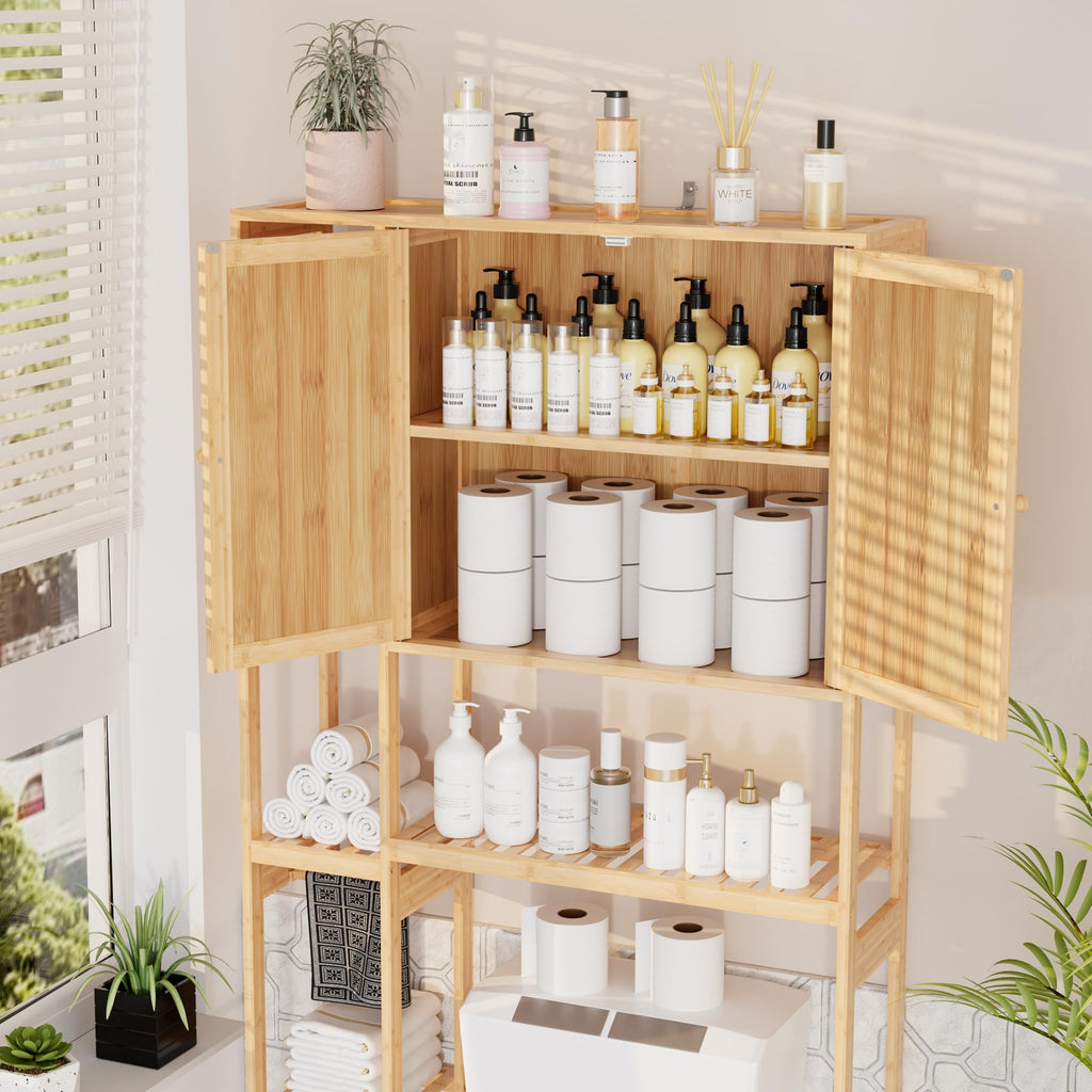 Bamboo Over-the-Toilet Storage Cabinet with Shelves H59255