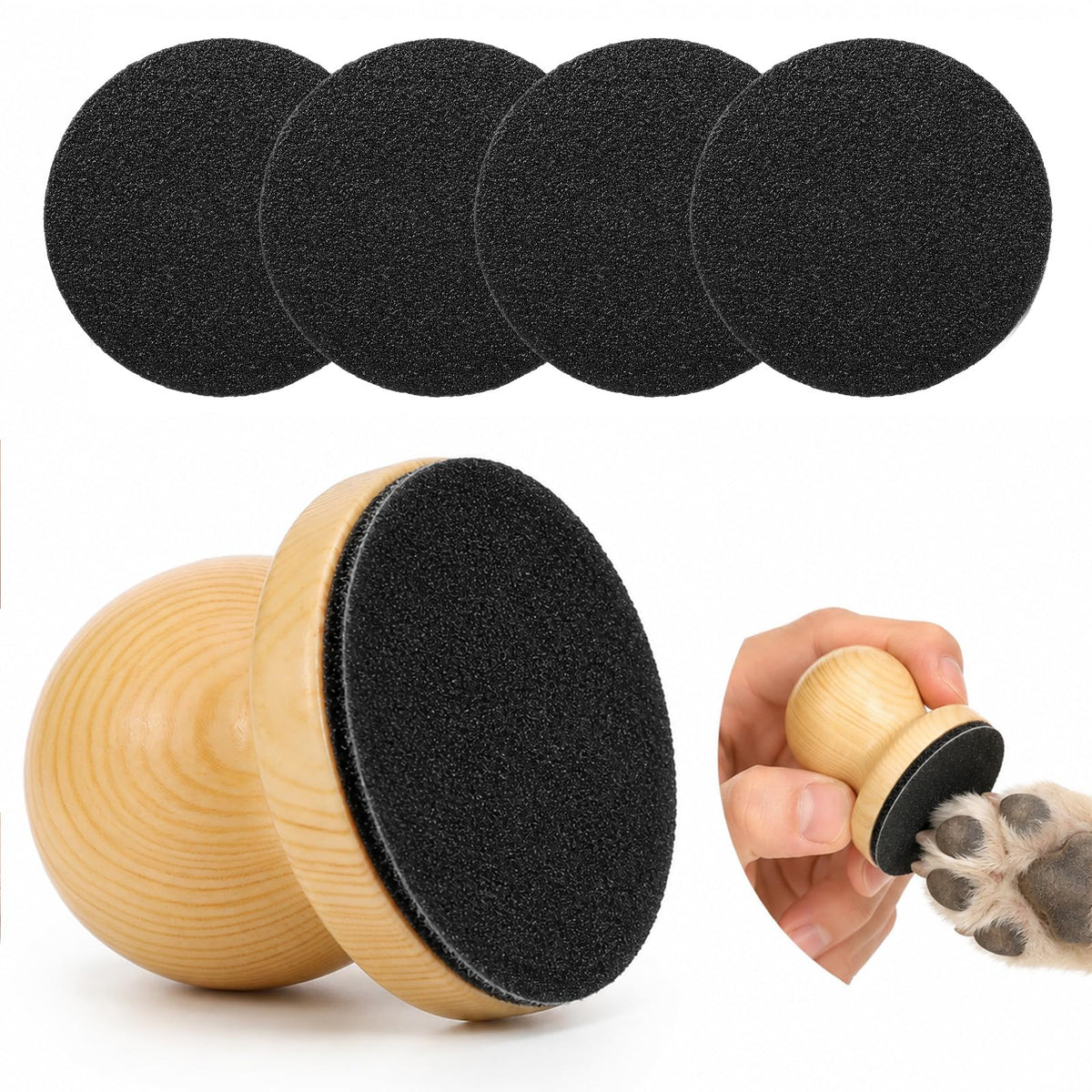 Wooden Dog Nail File Grinder with 4 Sanding Pad K198005