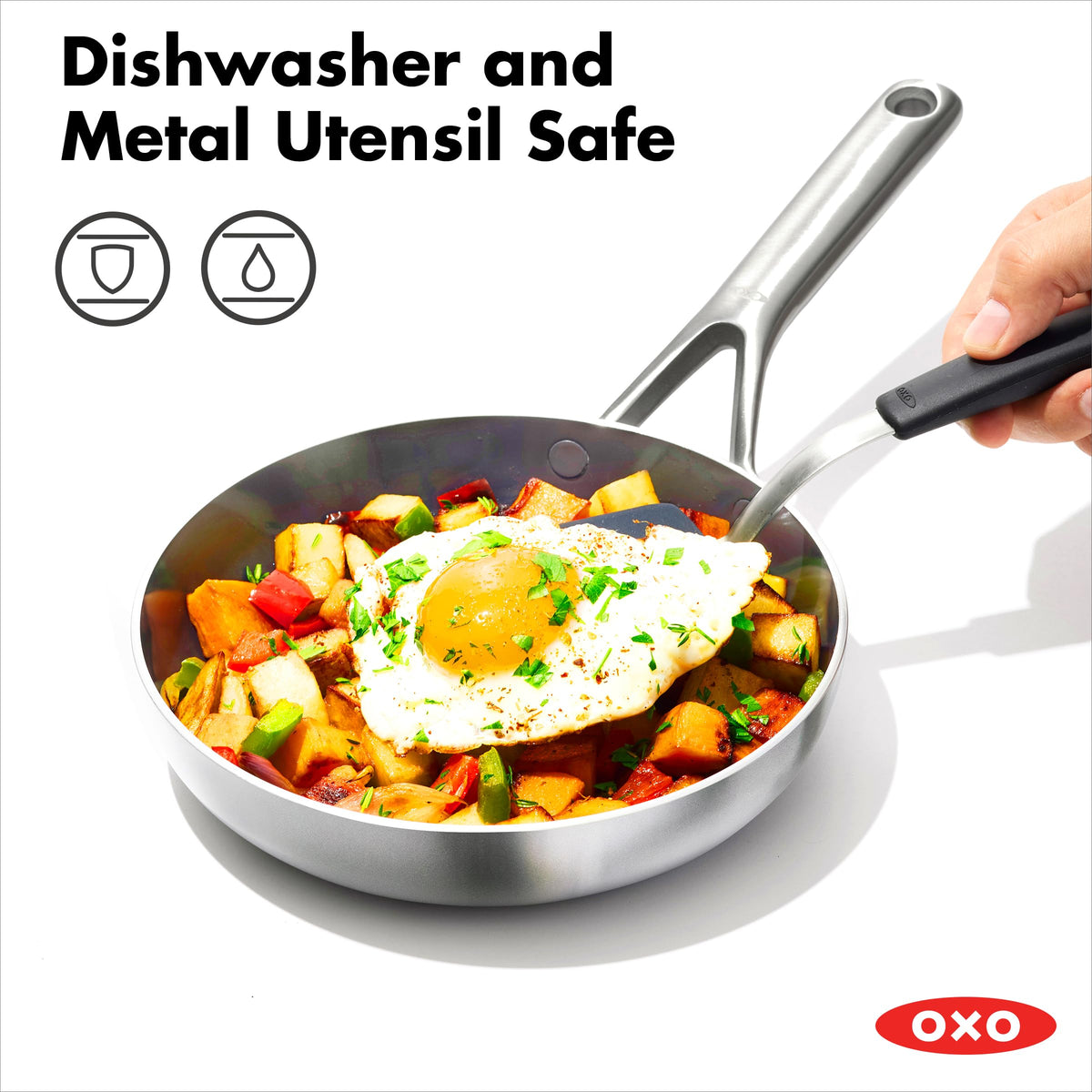 10 Piece Stainless Steel Cookware Set with Ceramic Nonstick Frying Pan T96152