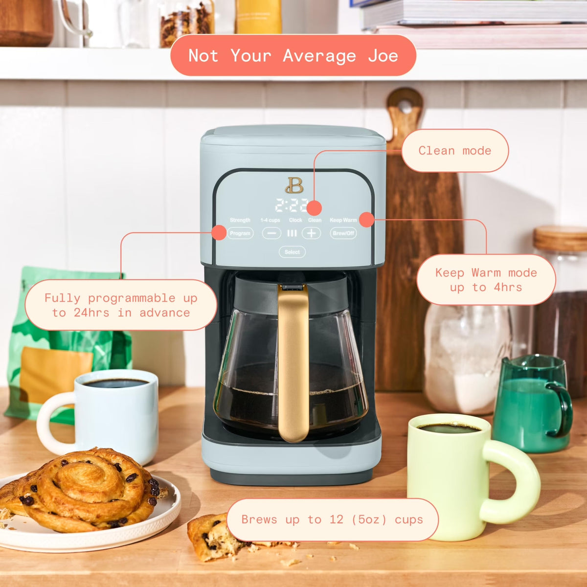 12-Cup Programmable Coffee Maker with Glass Carafe G833712
