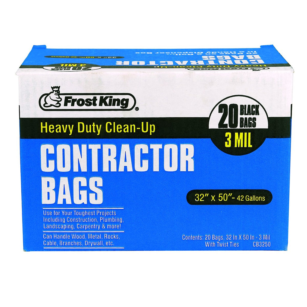 Heavy Duty Contractor Bags, 32" x 50", 3 mil, Black A61638