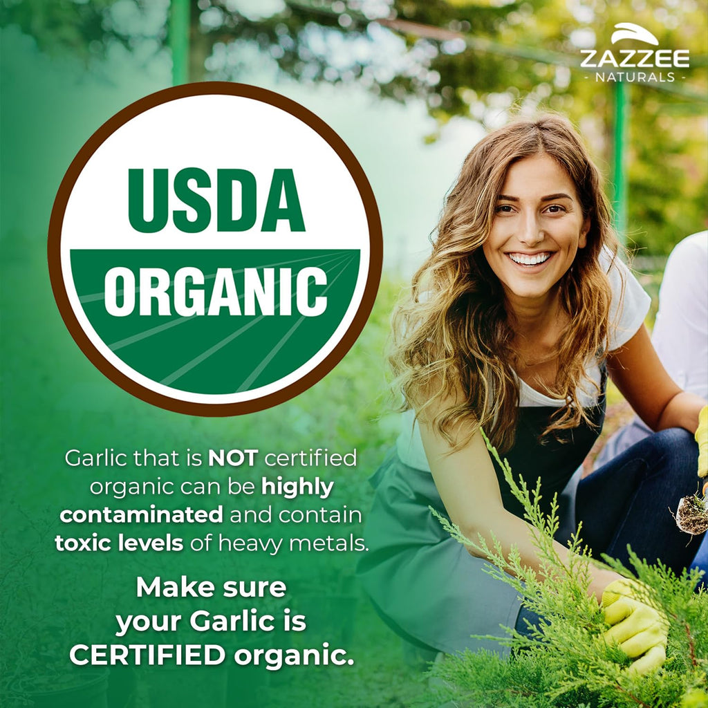 USDA Organic Odorless Garlic 20:1 Extract 100 Capsules Y444