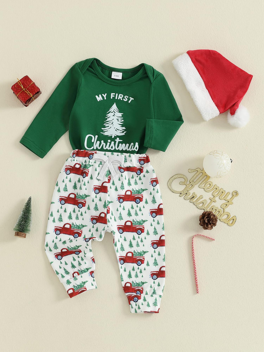 Christmas Baby Boy Outfit Newborn Romper Pant Headband O80750