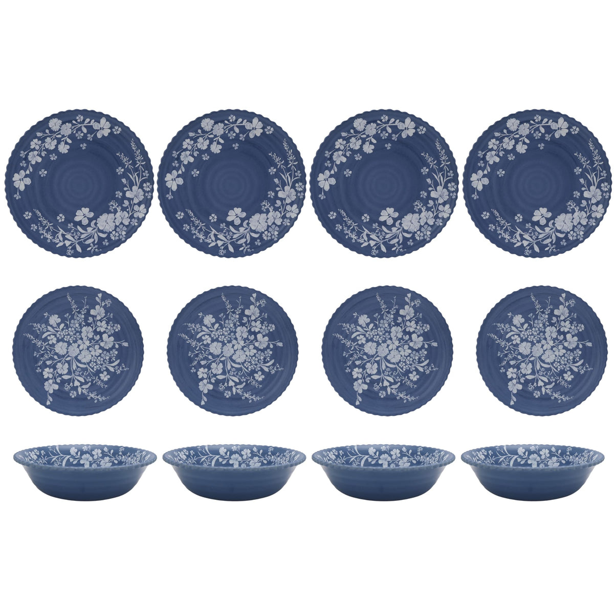 12 Piece Blue Bamboo Melamine Dinnerware Set S988