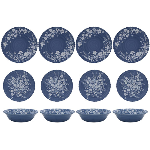 12 Piece Blue Bamboo Melamine Dinnerware Set S988