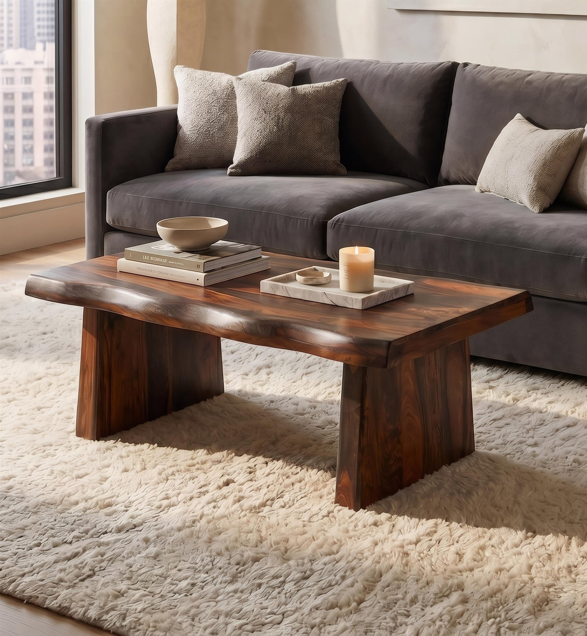 Live Edge Solid Wood Coffee Table V949