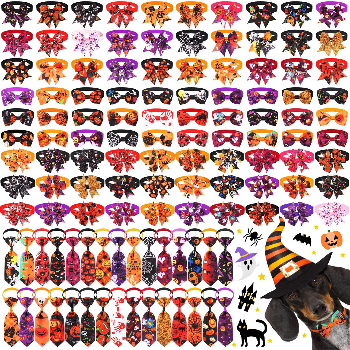 120 Pcs Dog Bow Tie Collar Set N5370