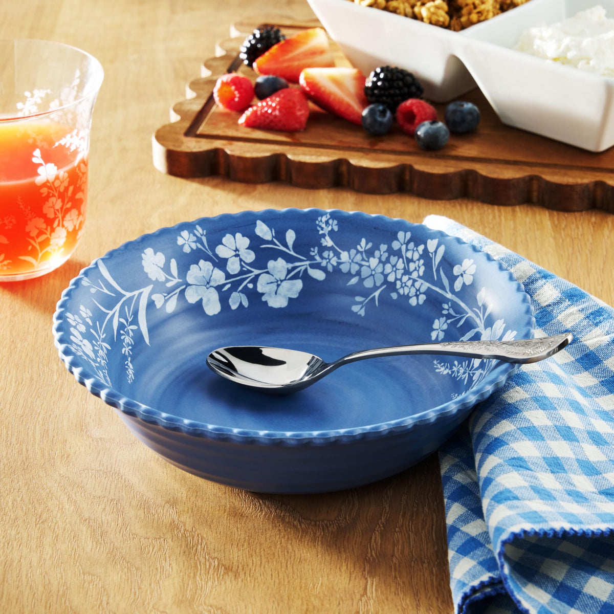 12 Piece Blue Bamboo Melamine Dinnerware Set S988