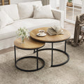 Set of 2 Round Wood Grain Coffee Table Y7175